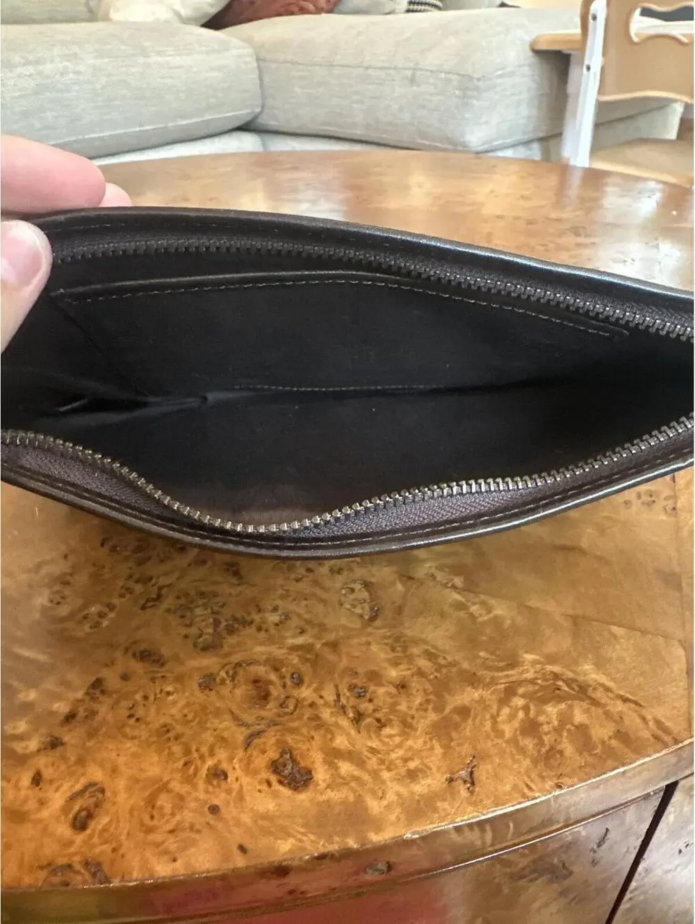 Robert Graham Canvas and Leather Zip Pouch with Clock Print